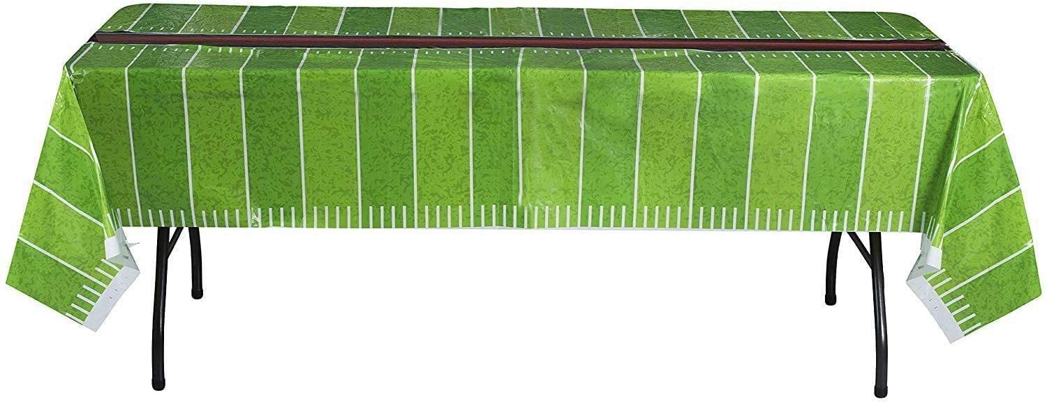 Hammont Football Themed Party Supplies - Football Themed Disposable Plastic Tablecloth (4 Pack) - 54" x 108" Super Bowl Tablecloth - Football Party Decorations - Super Bowl Party Supplies
