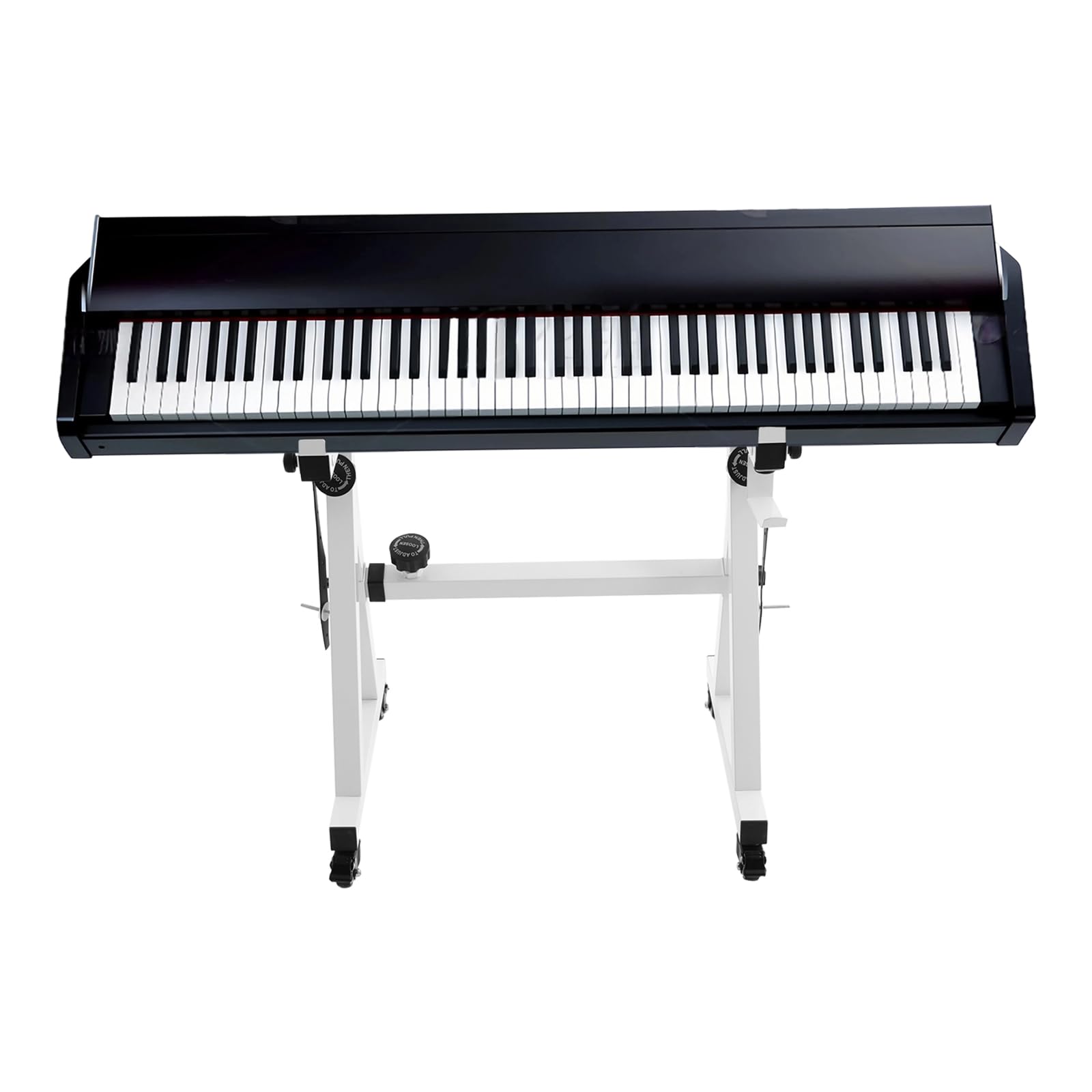 Soporte para teclado, soporte para partituras, teclado musical, soporte para piano, soporte para teclado en Z, pies de goma, longitud/altura ajustable, para niños y adultos (blanco)