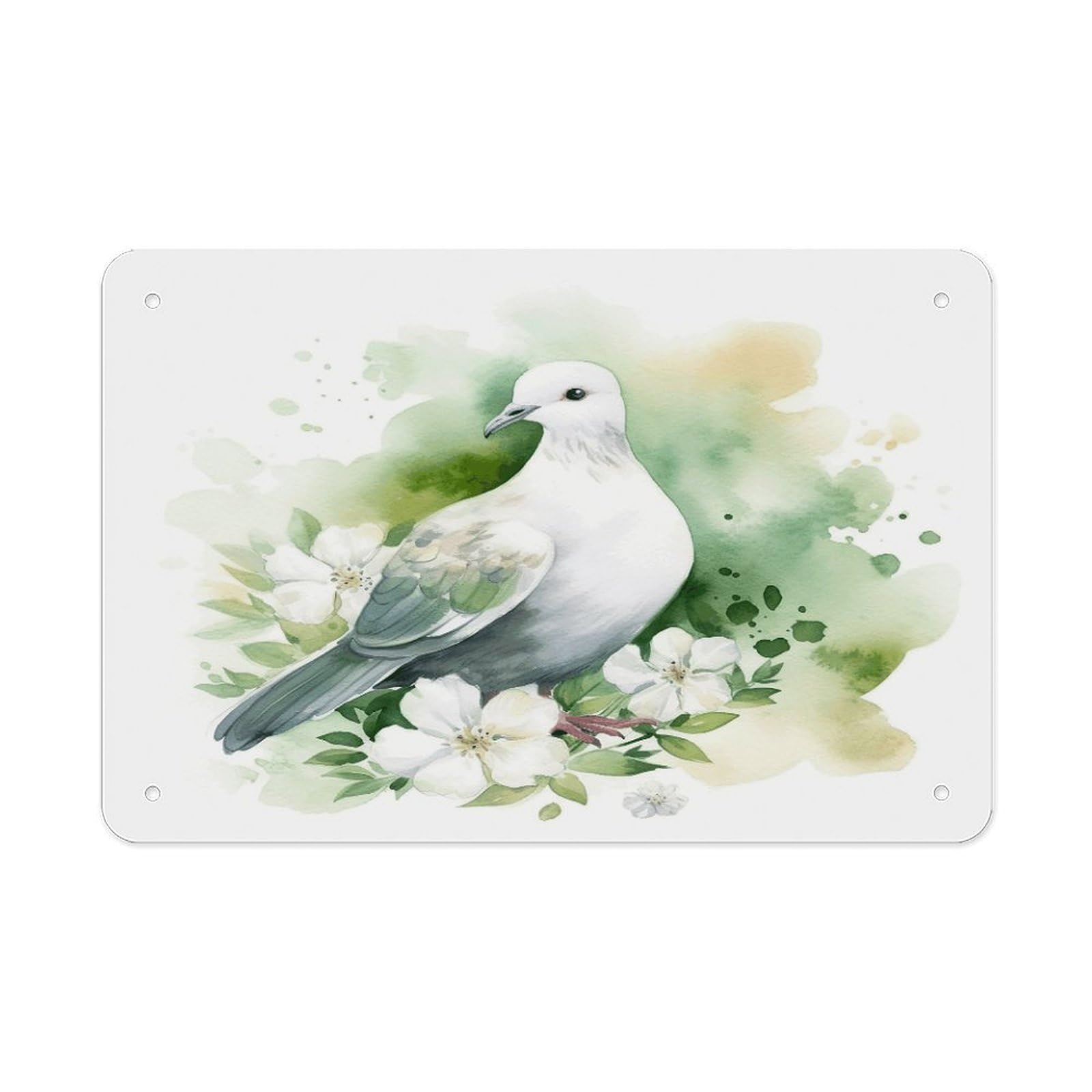 Fodpand Style Dove With A Flower Wall Art Metal Signs Tin Sign