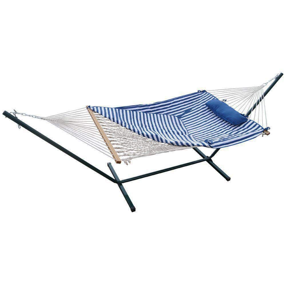 Single Hammock Combo with Stand and Spreader Bar, 275 lbs Capacity, Accommodates 1 People, Perfect for Indoor/Outdoor Patio, Deck, Yard