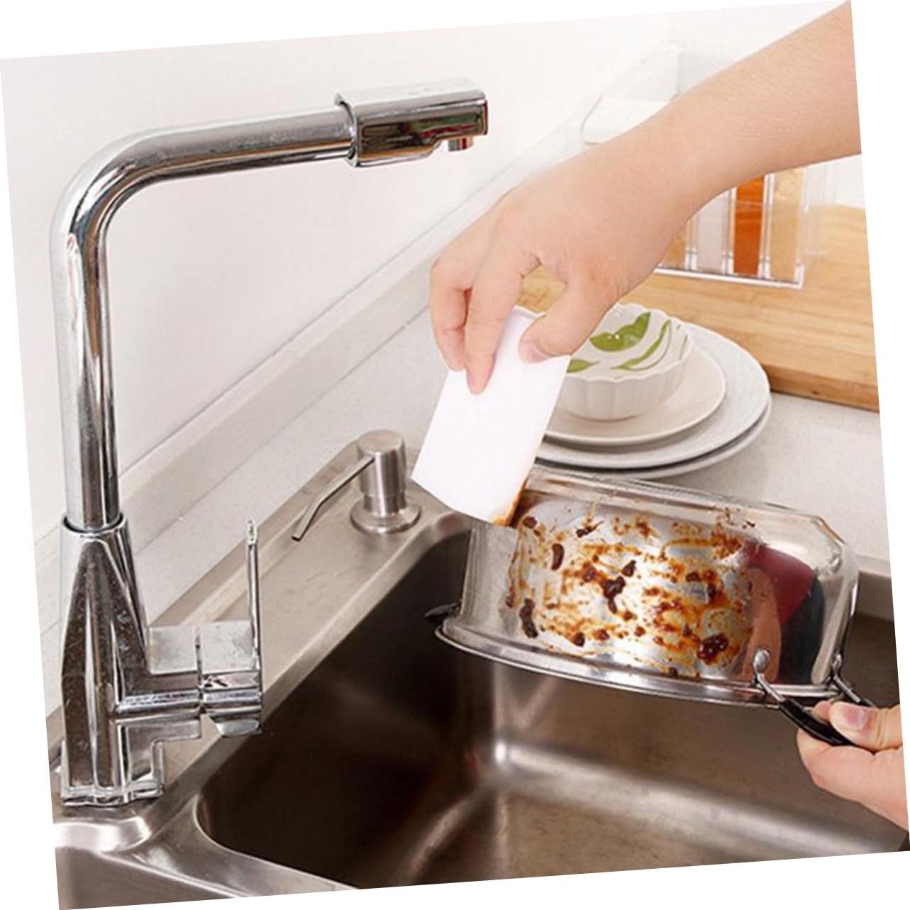 20 pièces Éponge Nettoyante Nano Blanche Accessoire Cuisine Salle de Bain Multi-Usage Détachant pour Vaisselle et Surfaces