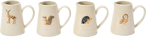 Miniatura 1 de Creative Co-Op Jarra de cerámica pintada a mano, juego de 4 estilos, multicolor