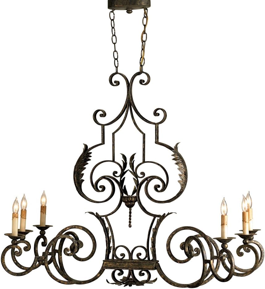Currey and Company 9259 6 Light Assurance Oval Chandelier, Antique Gold Leaf Finish