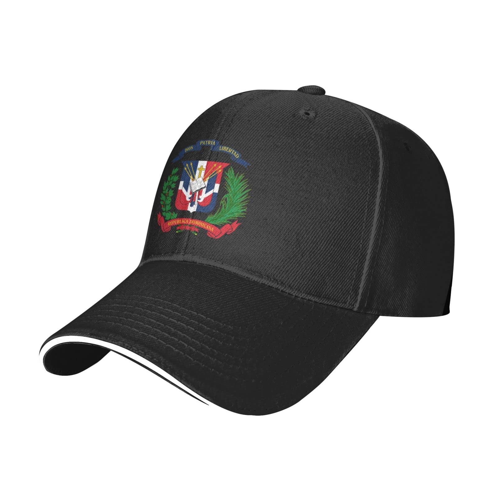 Oudrspo Unisex As Pic Coat Of Arms Of The Dominican Republic Hat For Men Women Casquette,Casual Sandwich Baseball Caps,Free Adjustment Of Cap Size Black