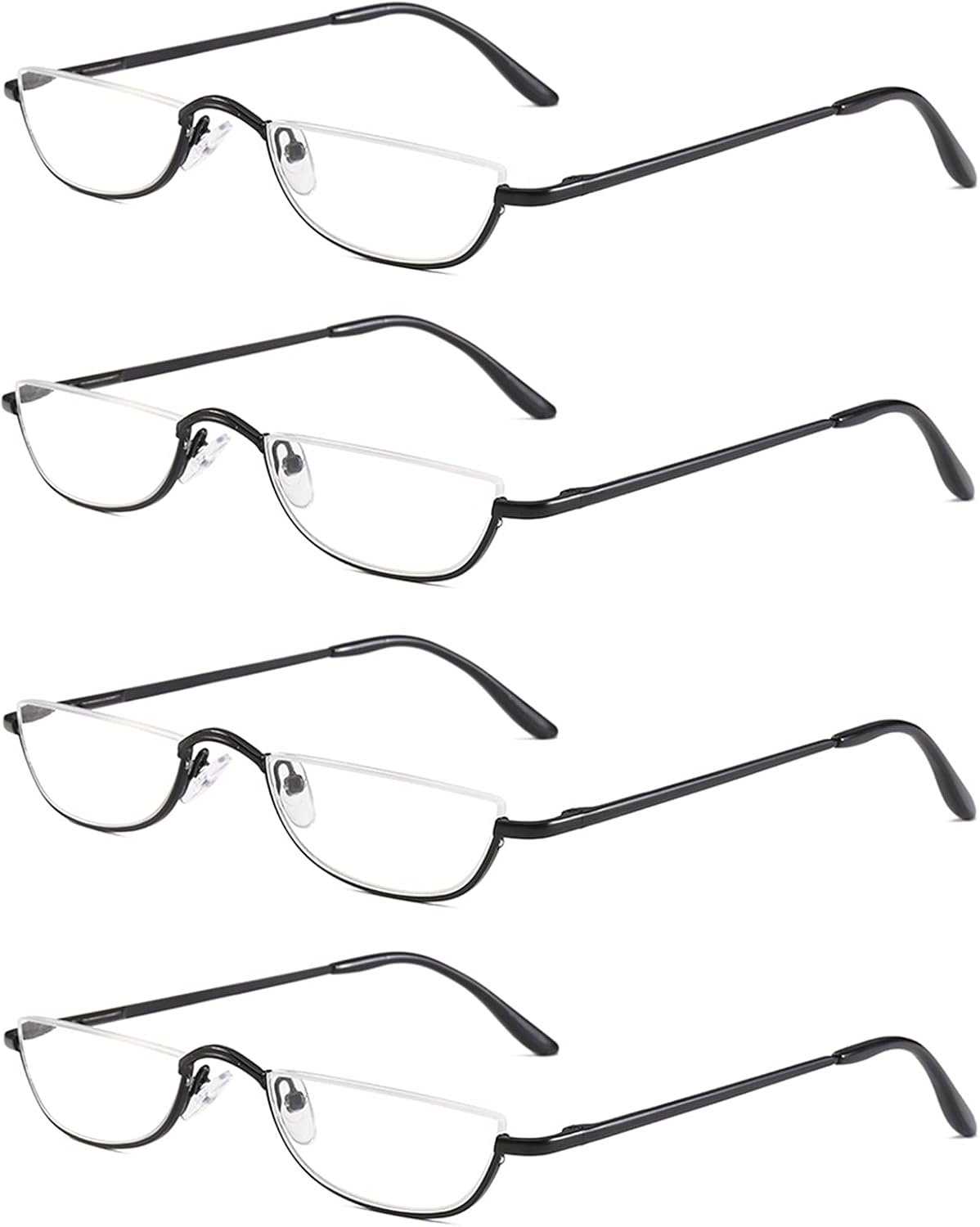 KoKoBin Half Reading Glasses 4 Pairs Half Rim Metal Frame