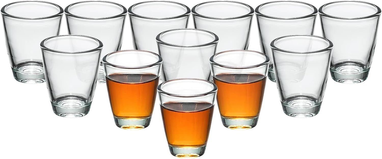 Verrerie Bar Maison Lot De 12 Verres à Shot 30ml Avec Support - Cristal Épais Pour Tequila Et Cocktails Support Verres Shot