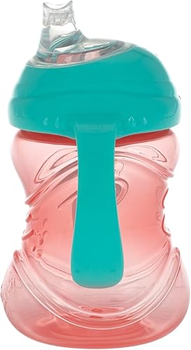 Miniatura 5 de Nuby Clik-It - Vaso para beber de entrenamiento sin derrames con asas, paquete de 2, 10 onzas, más de 4 meses, color aguamarinarojonaranja