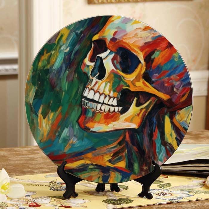 Leopard 10-inch Ceramic Plate for Wall Display or Tabletop, with Stand & Hook DP-666298956