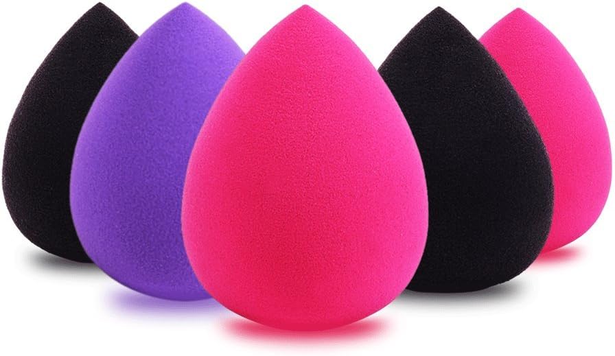 Flexible Makeup Blenders Foundation Essence Beauty Cosmetic Sponges Set for Concealer & Pressed Powder,latex free,Multi-Color,5PACK