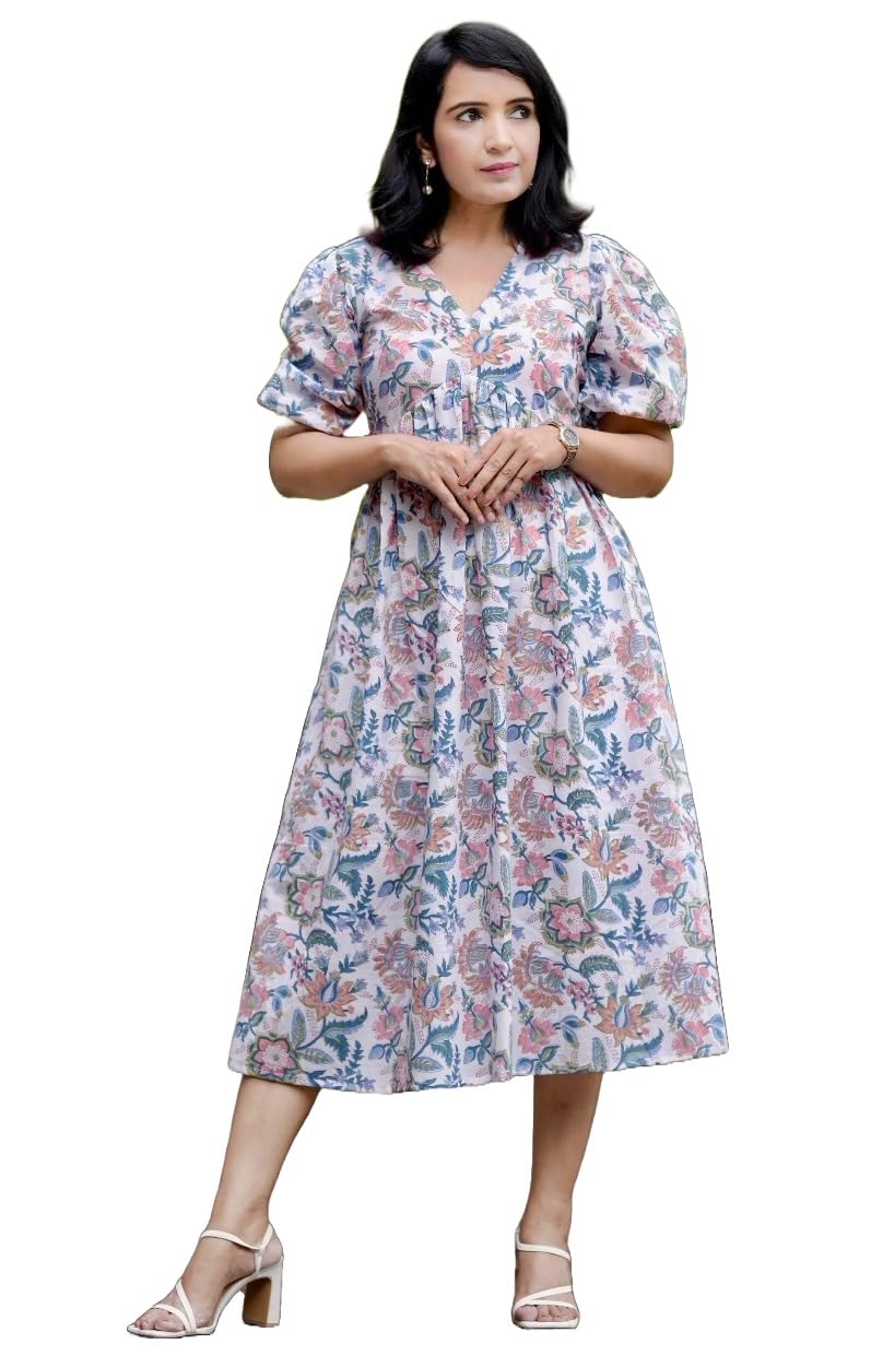 Nermosa Women's Stylish One Piece Dress | Long Summer Dress | Regular Wear | 2Xl | White