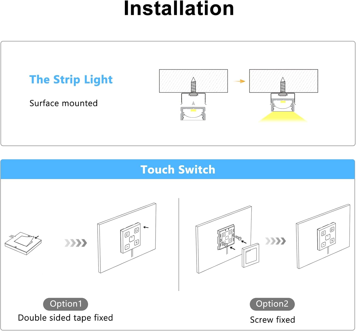 VST Under Cabinet Lighting, Work with Touch Switch – Solderless Linkable Gapless Under Counter Lights for Kitchen Liquor Cabinet Closets (6 Lights Bar Kit)
