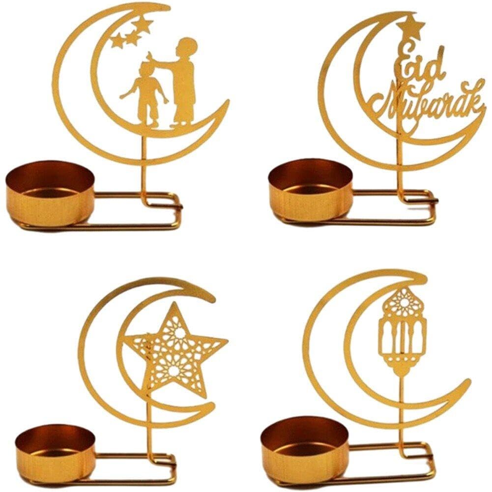 Cadeau Eid Mubarak : Chandelier lune et bougeoir Ramadan en métal
