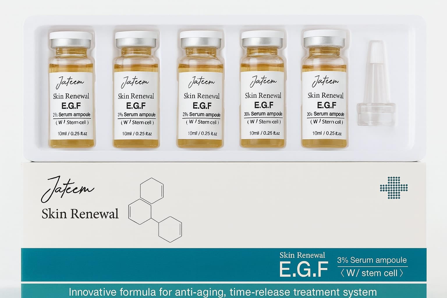 Set aus Creme EGF und Serum Ampullen 5mlx10 St, Oligopeptide Konzentrat für Hautbilderneuerung, Narben, Falten, Flecken Konzentrat, Microneedling, Lifting, Made in DE