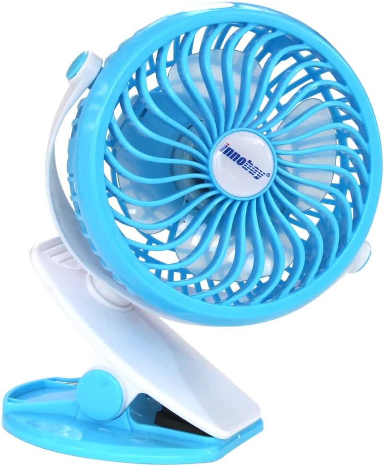Desk Wall Mountable Mini Rechargeable Fan Clip On Versatile Cooling Fan for Stroller Home, Office, Bedroom, Gaming Room, Computer Table and Multi-Scenes (Blue)