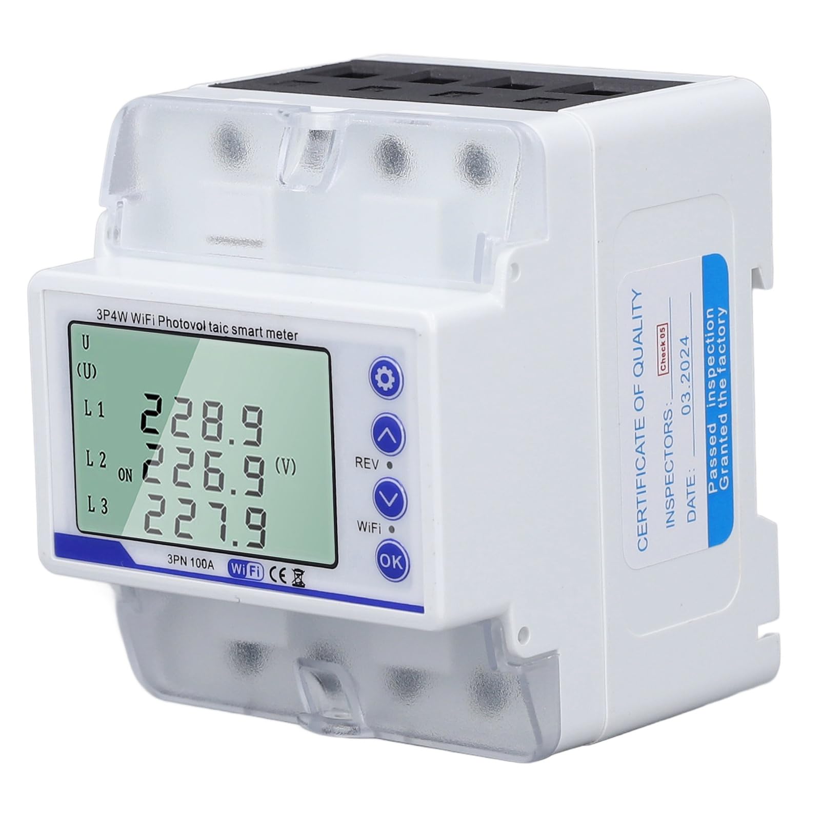 Disyuntor Inteligente WIFI, Interruptor de Medidor de Energía WIFI Trifásico 100A 60-300V con Protección de Corriente contra Sobretensión, Ideal para Electrodomésticos Inteligentes