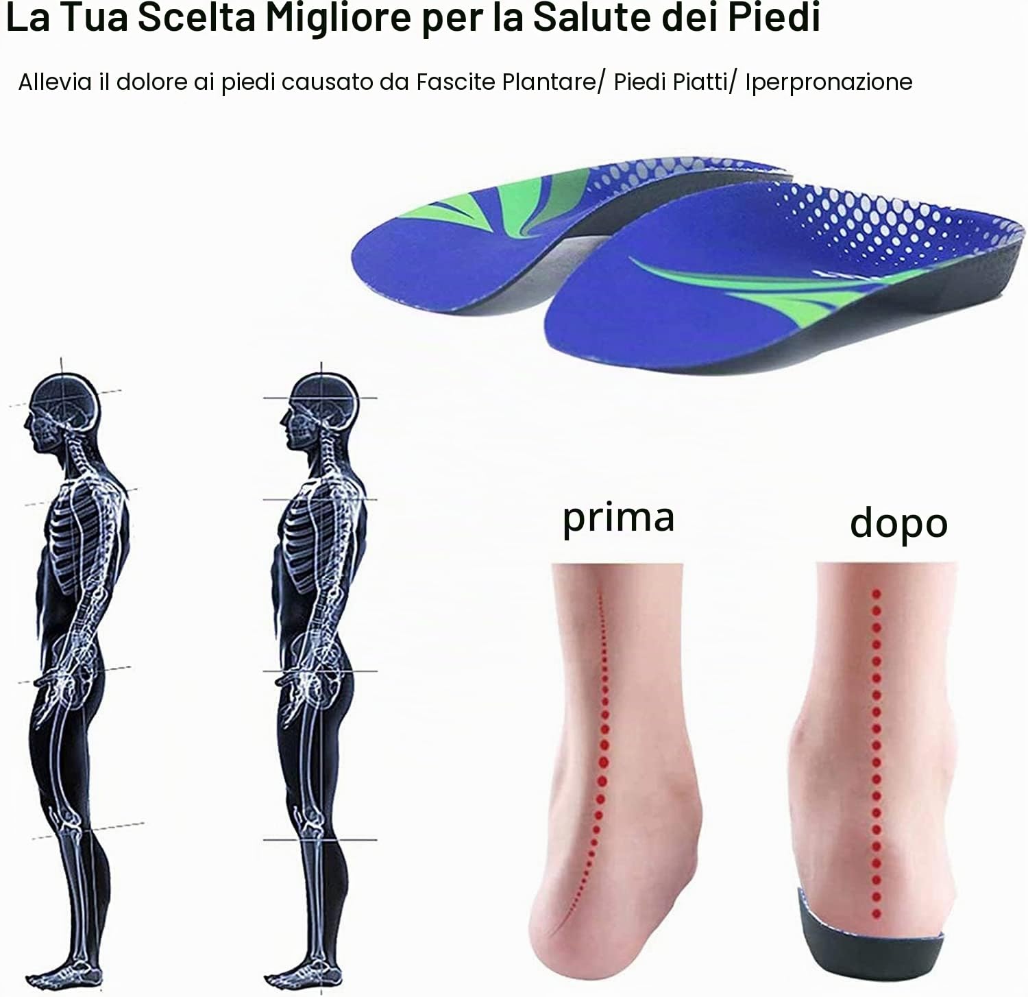 RooRuns 3/4 solette ortopediche per solette plantari per arco alto Solette per scarpe per fascite plantare, piedi piatti, iperpronazione, sollievo dal dolore al tallone