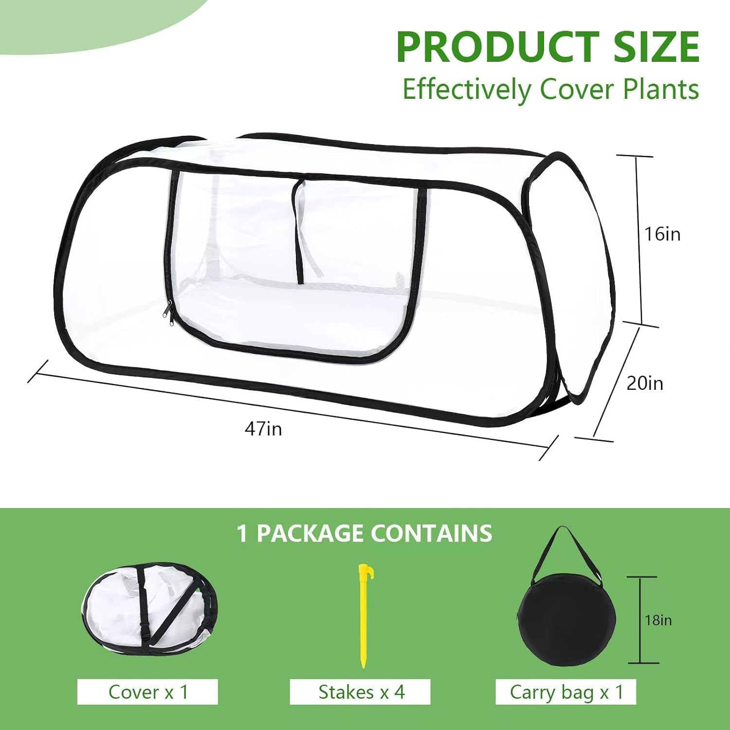 2 Pcs Pop Up Garden Mesh Plant Cover for Raised Beds, 47x20x16 Inch Outdoor Mesh Enclosure with Side Window & 4 Ground Stakes, Protects Fruits, Vegetables, Seedlings & Herbs (2 Pcs (47x20x16 Inch))