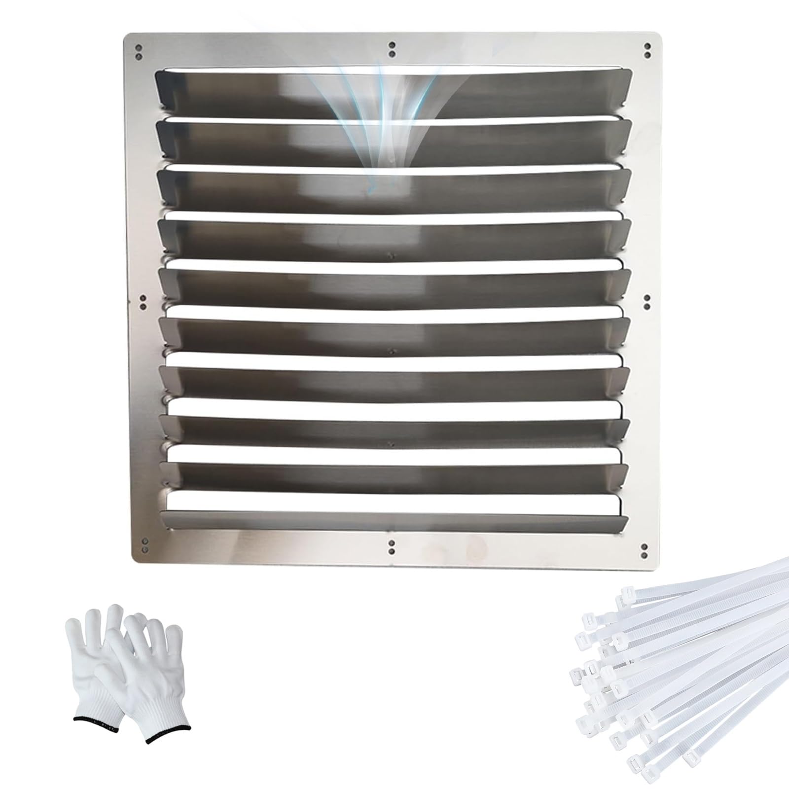 Mini Split AC Deflector Outdoor Vent Shield Stainless Steel AC Wind Deflector Rectangle Cover 1mm Multiple Sizes(50x50cm/20x20in)
