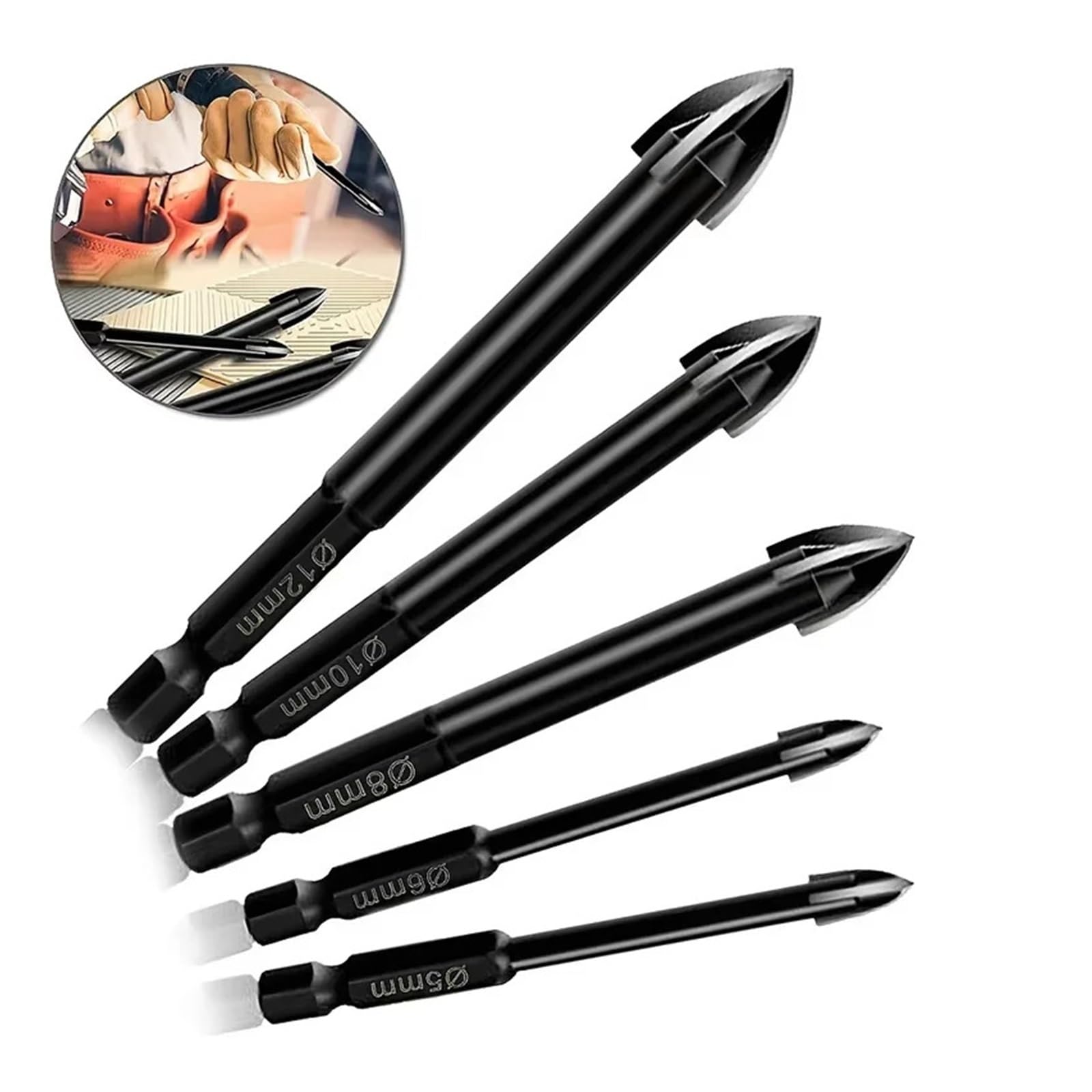 Set di punte da trapano a quattro lame 30/20 pezzi 6 mm for forare piastrelle e strumenti in calcestruzzo(20PCS 6mm)