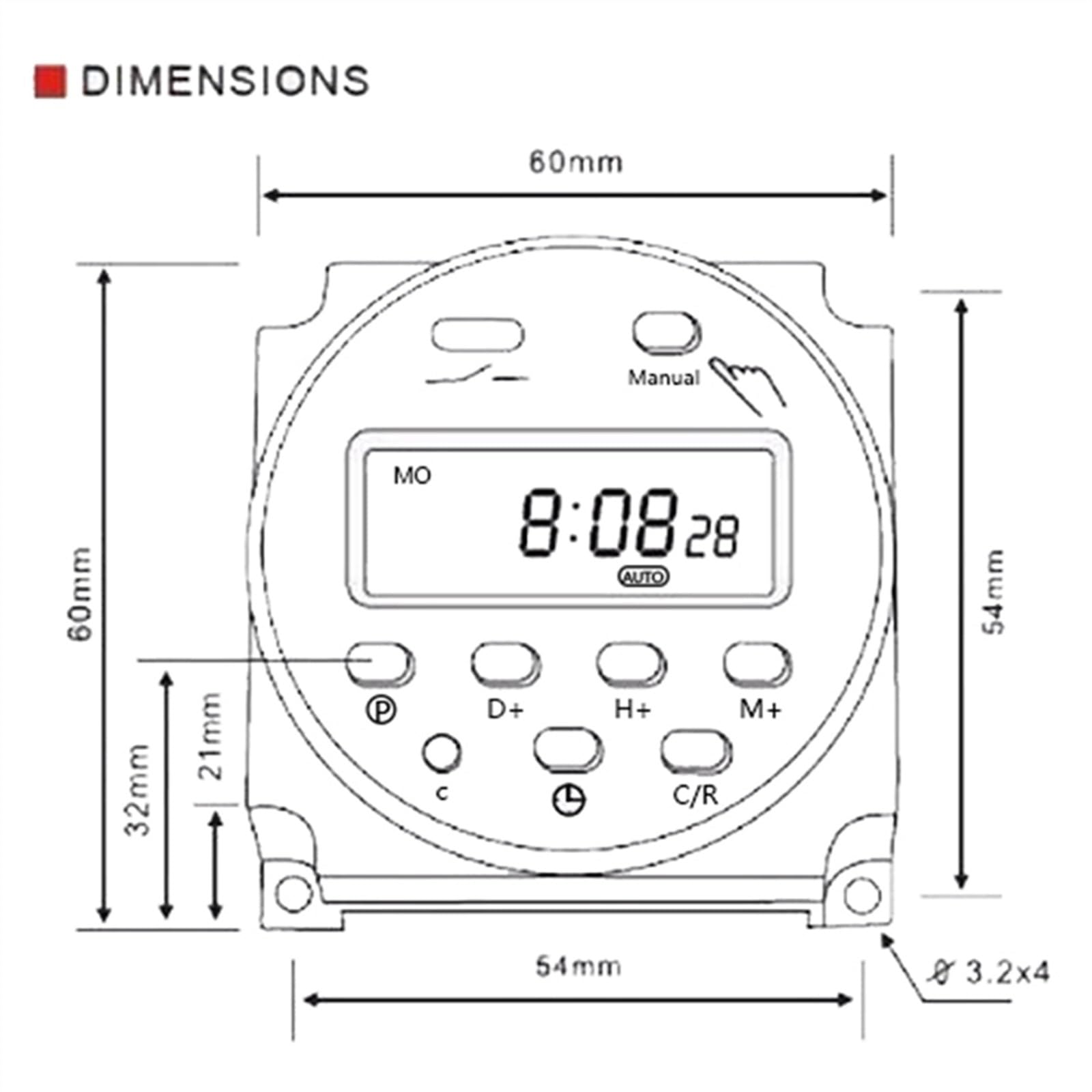 CN101A Interruptor temporizador AC/DC 12V 24V 110V 120V 220V 230V 240V Digital LCD Power Week Mini programable Time Switch Relé 8A a 16A (Color: DC12V)