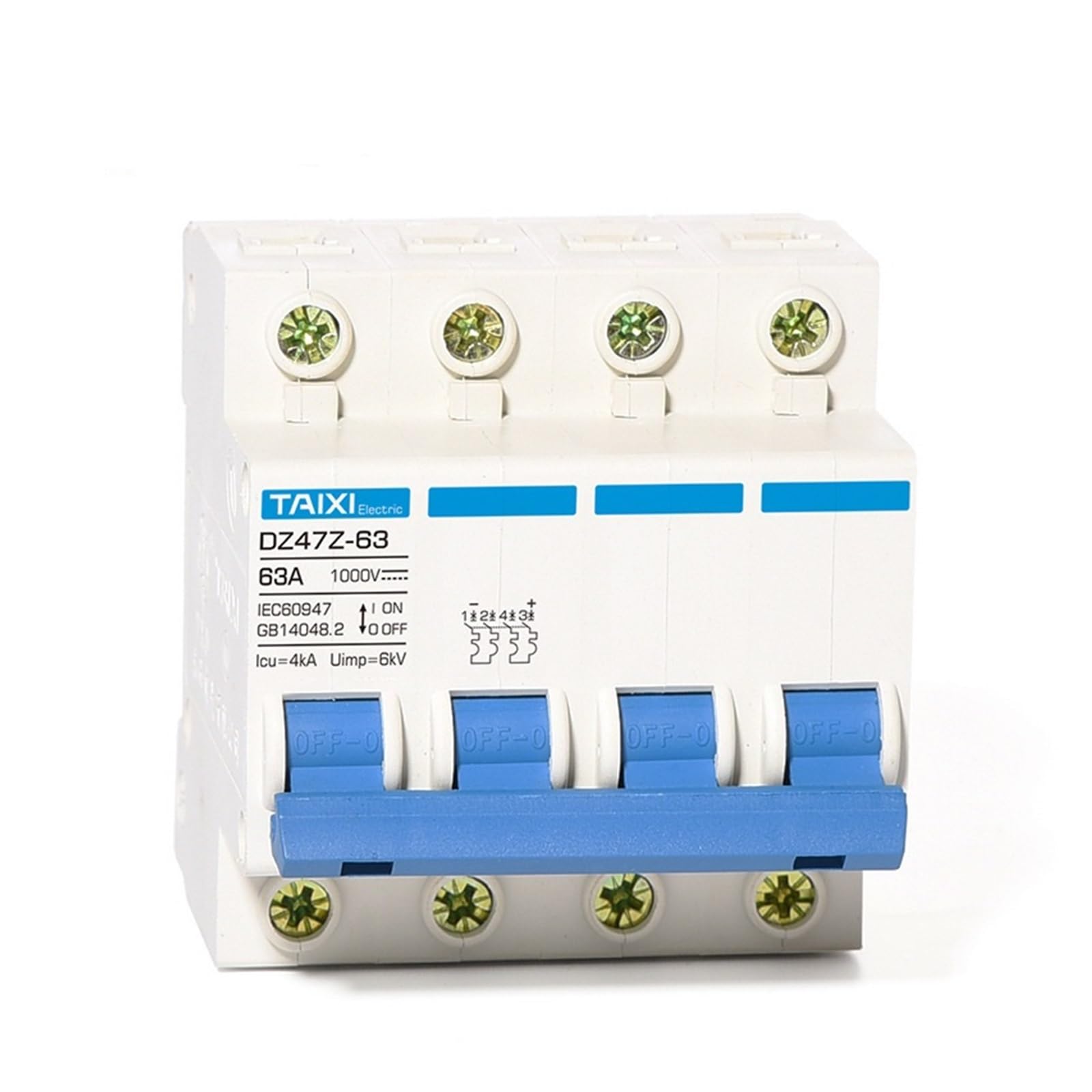 Disjoncteur miniature solaire DC 1000V 4P 16A DZ47Z-63 pour protection de circuit photovoltaïque
