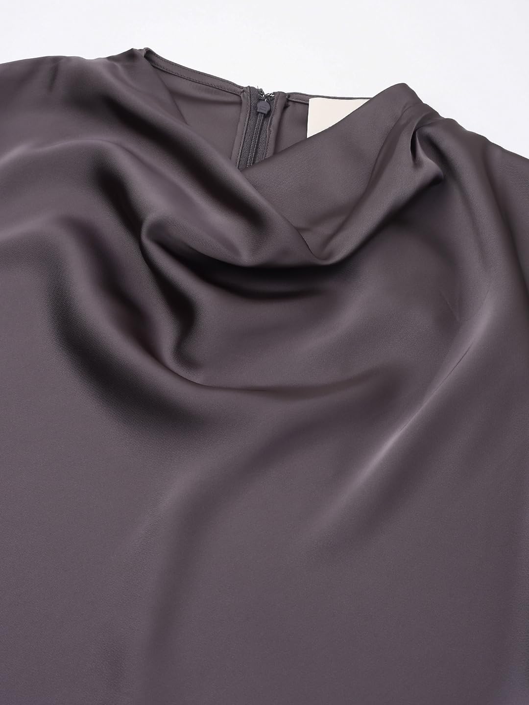 Calvin Klein Satynowa bluzka damska z dekoltem w łódkę z satynową bluzką, Szary, XS