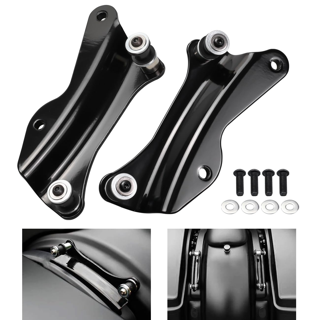 AUFERBlack 4 Point Docking Hardware Kit Compatible with for Touring Street Glide Electra Glide Road Glide Road King 2014-Later