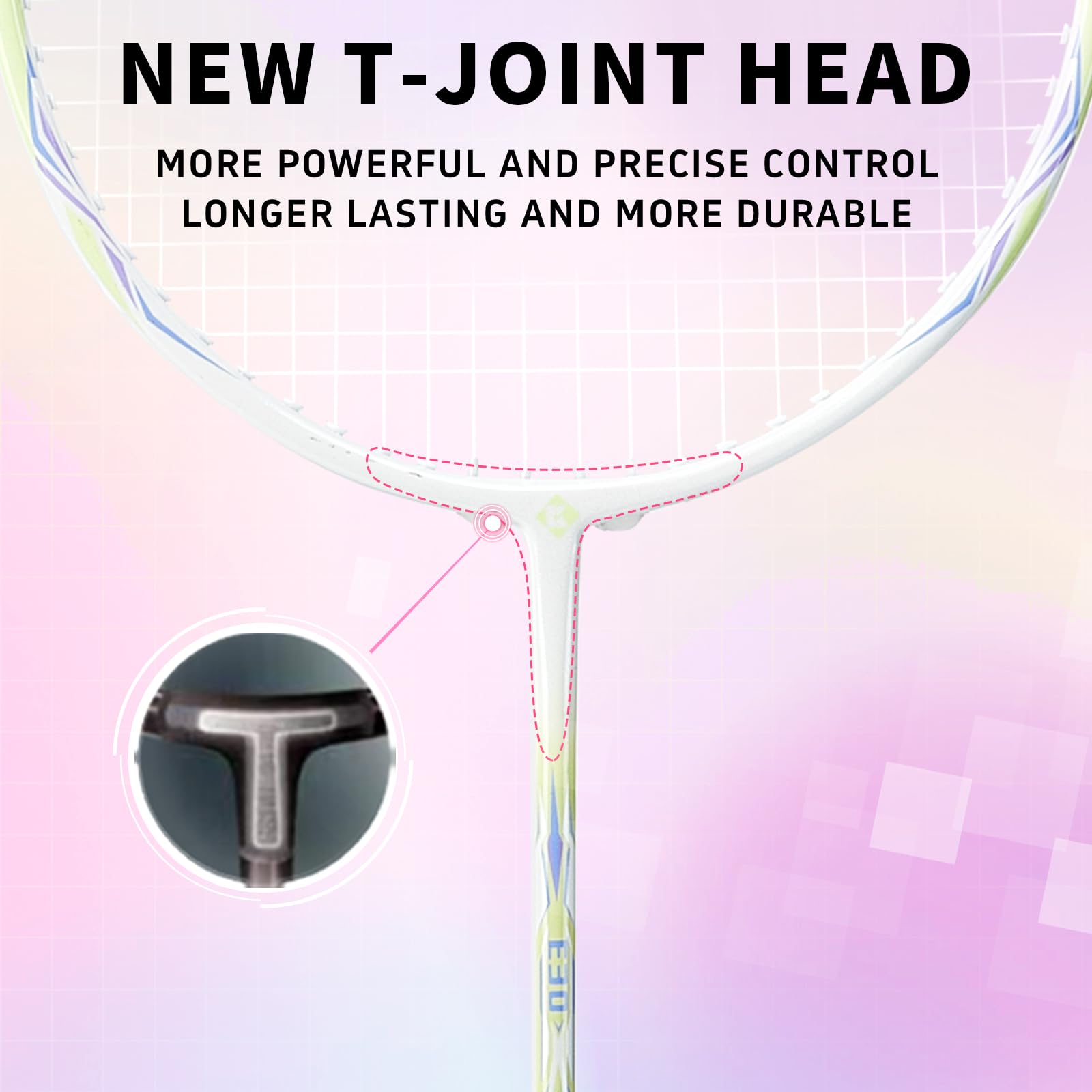 Racchetta da Badminton E30 rosa+viola +KG-30