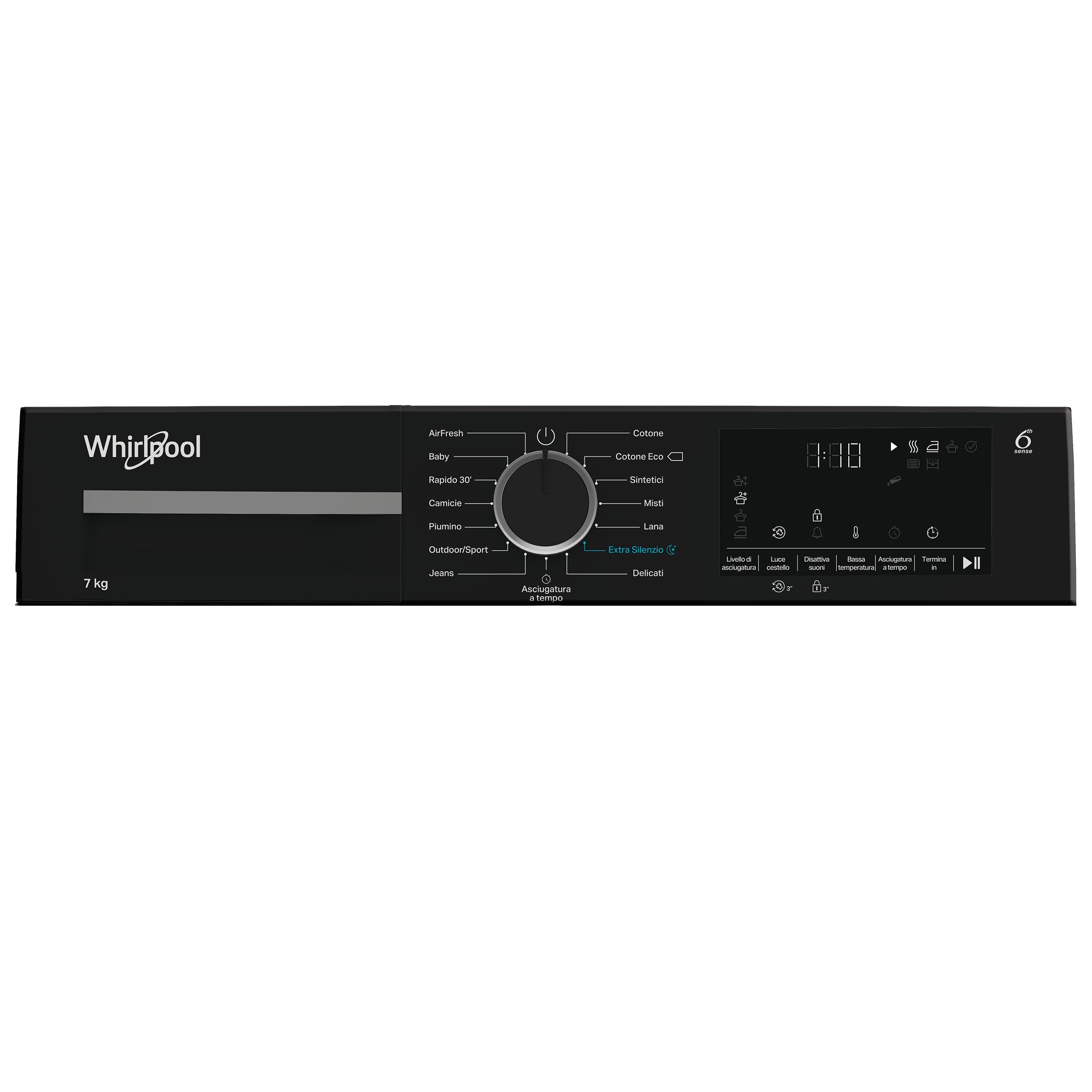Whirlpool C WSD 74M WBS IT– Asciugatrice Slim 7 Kg A Pompa Di Calore, Libera Installazione, Classe C, 6° SENSO, Motore Senseinverter, Extra Silenzio, AirFresh, 84,6 x 59,7 x 54,5 cm