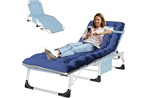 MOPHOTO Folding Chaise Lounge Chair, 5-Position Adjustable Beach Chair