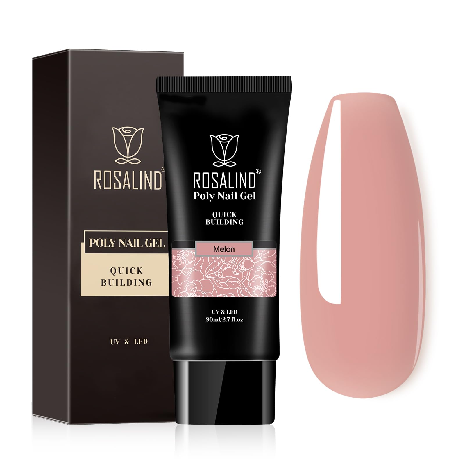 ROSALIND Nude Pink Poly Extension Gel, 2.7oz/80ml Pink Poly Nail Gel High Capacity for Nail Art Decoration, Builder Nail Thickening Extension Easy to