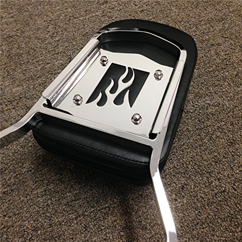Xkh- Motorcycle Flame Backrest Sissy Bar Leather Pad Compatible With 1996-2005 Kawasaki Vulcan 800 Classic [B00Y8Sghj8] #TOP5