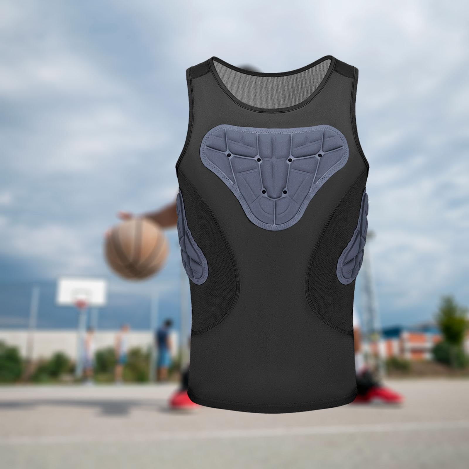 Perfeclan Gilet de Protection rembourré pour Homme, Chemise de Compression Polyvalente, débardeur d'entraînement Sportif pour Skateboard, Softball, Rugby, L