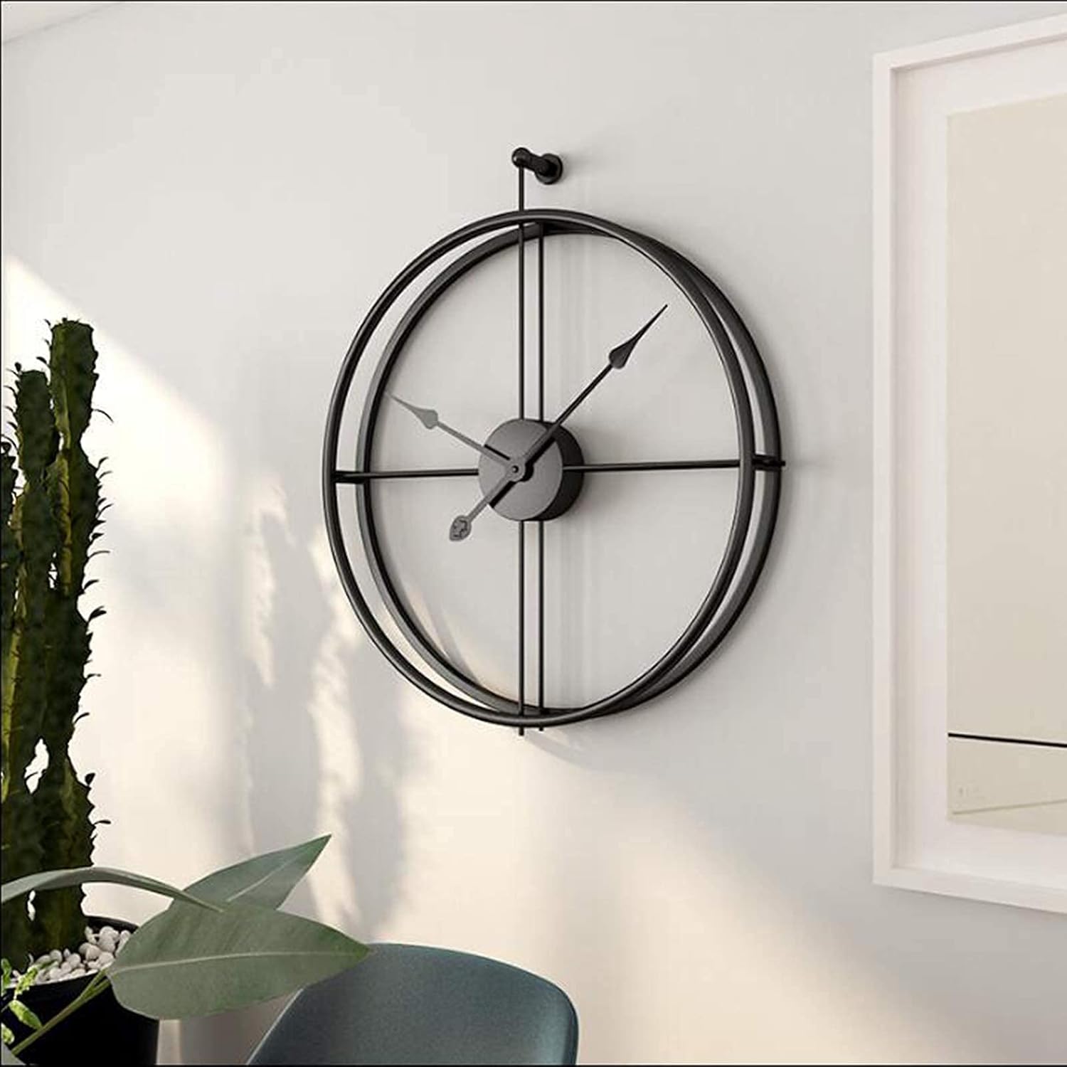Outdoor Garden Home Decoration Wall Clock, 50 cm Large Round Wrought Iron Garden Clock Giant Open Face Retro Waterproof Outdoor Clock Indoor Outdoor Decoration Mute Quartz Home Dec