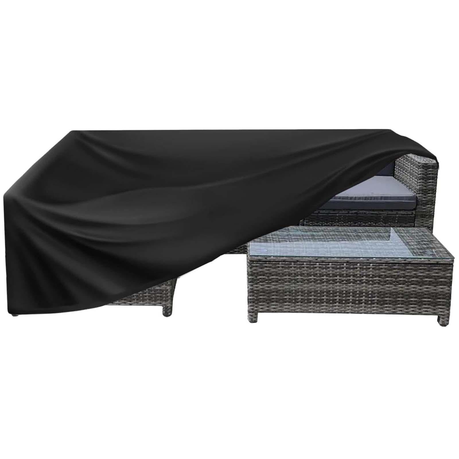 Oooxzo Black Outdoor Table Cover Waterproof Heavy Duty 190X130x70cm/Lxwxh Patio Furniture Covers, Table And Chair Set Covers For Rainy, Snowy And Sunny Rattan Garden Furniture Patio