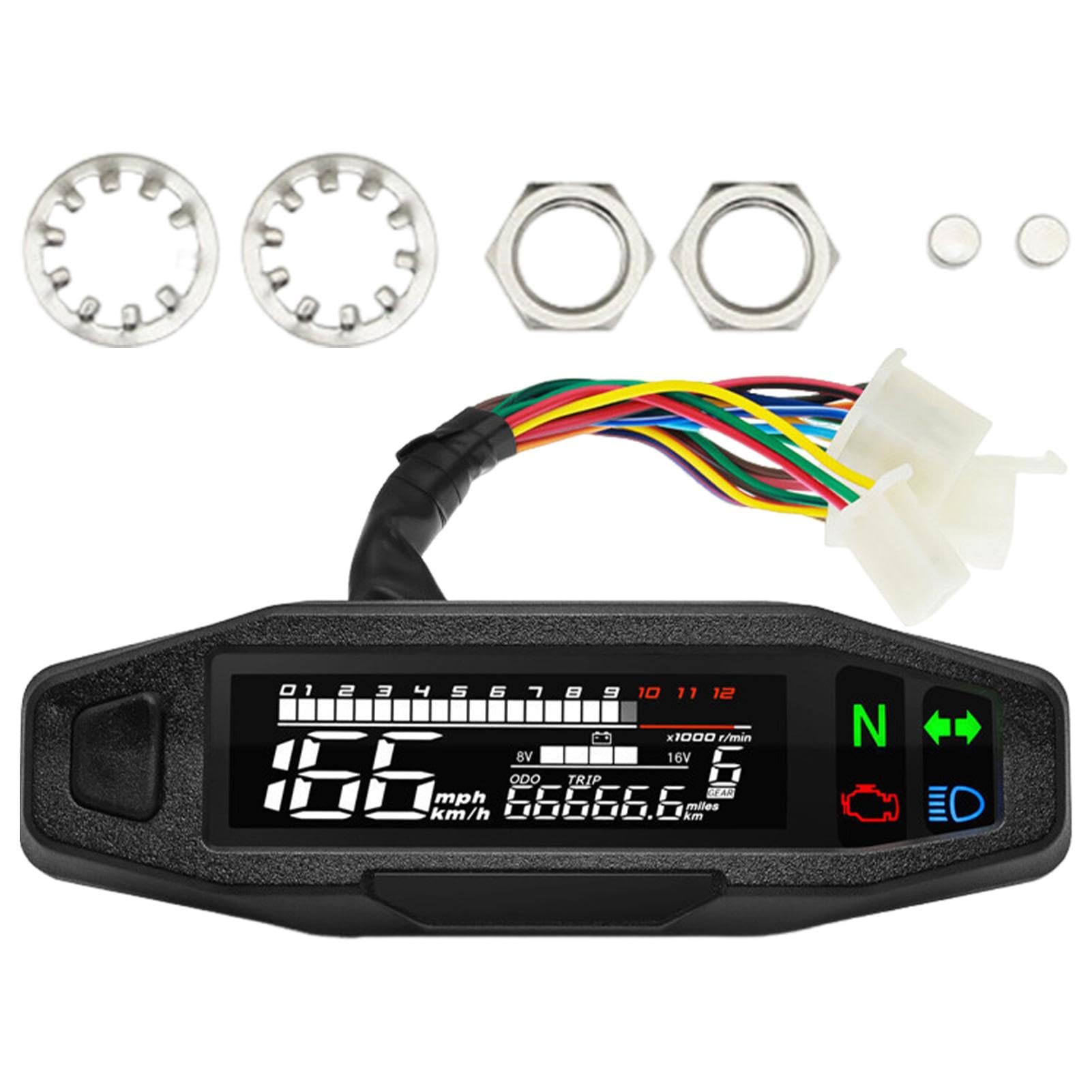 Compteur de vitesse pour vélo de cross, tachymètre de moto | Compteur de | tours d'écran LCD 6 vitesses | Indicateurs de compteur de vitesse de moto pour la plupart des modèles de moto, moteur à