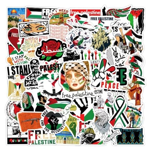 Pegatinas de Palestine,50 Piezas Impermeable Vinilo Pegatinas para Monopatín Ordenador Portátil Equipaje Moto Bicicleta Guitarra Taza Botellas de Agua Casco,Pegatinas para Adultos,niños y niñas