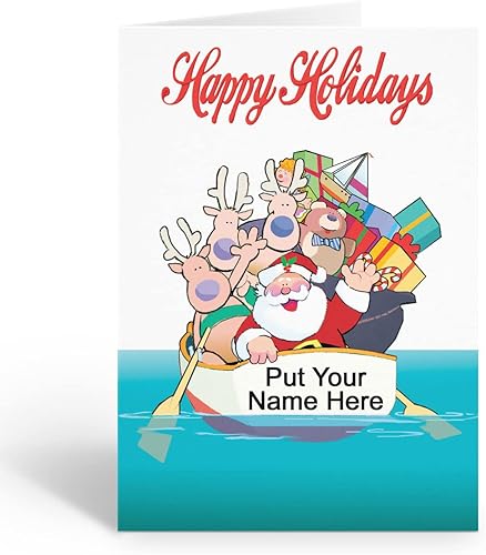 Miniatura 10 de Stonehouse Collection  Tarjetas de Navidad personalizadas de Santa Fishing from Boat  24 tarjetas náuticas personalizadas  Hecho en Estados Unidos