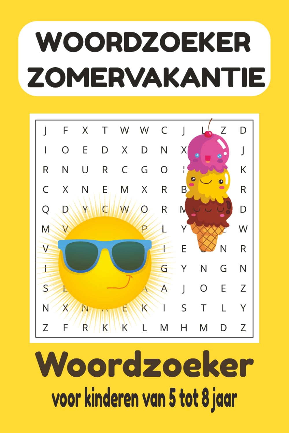 Woordzoeker Puzzelboek Zomervakantie voor kinderen: Woordzoekers met strand, ijsjes en vakantieplezier voor kinderen van 5–8 jaar