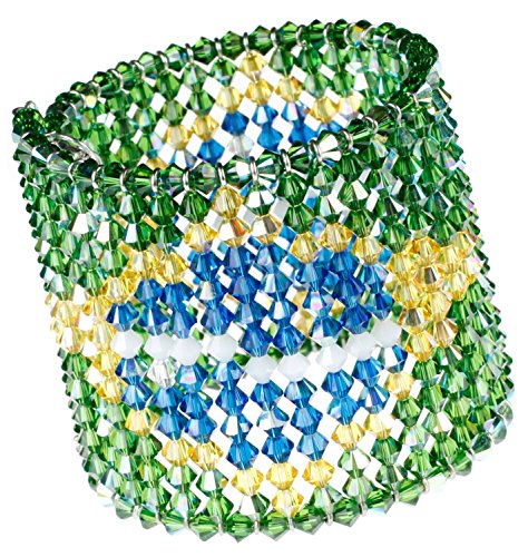 Karen Curtis Swarovski Crystal Brazilian Flag Cuff Bracelet #TOP6