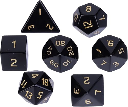 Miniatura 5 de Juego de 7 piezas de Dcie poliédricos DND hechos a mano para juegos de rol, juego de mesa MTG, dados de piedra pulida, obsidiana negra