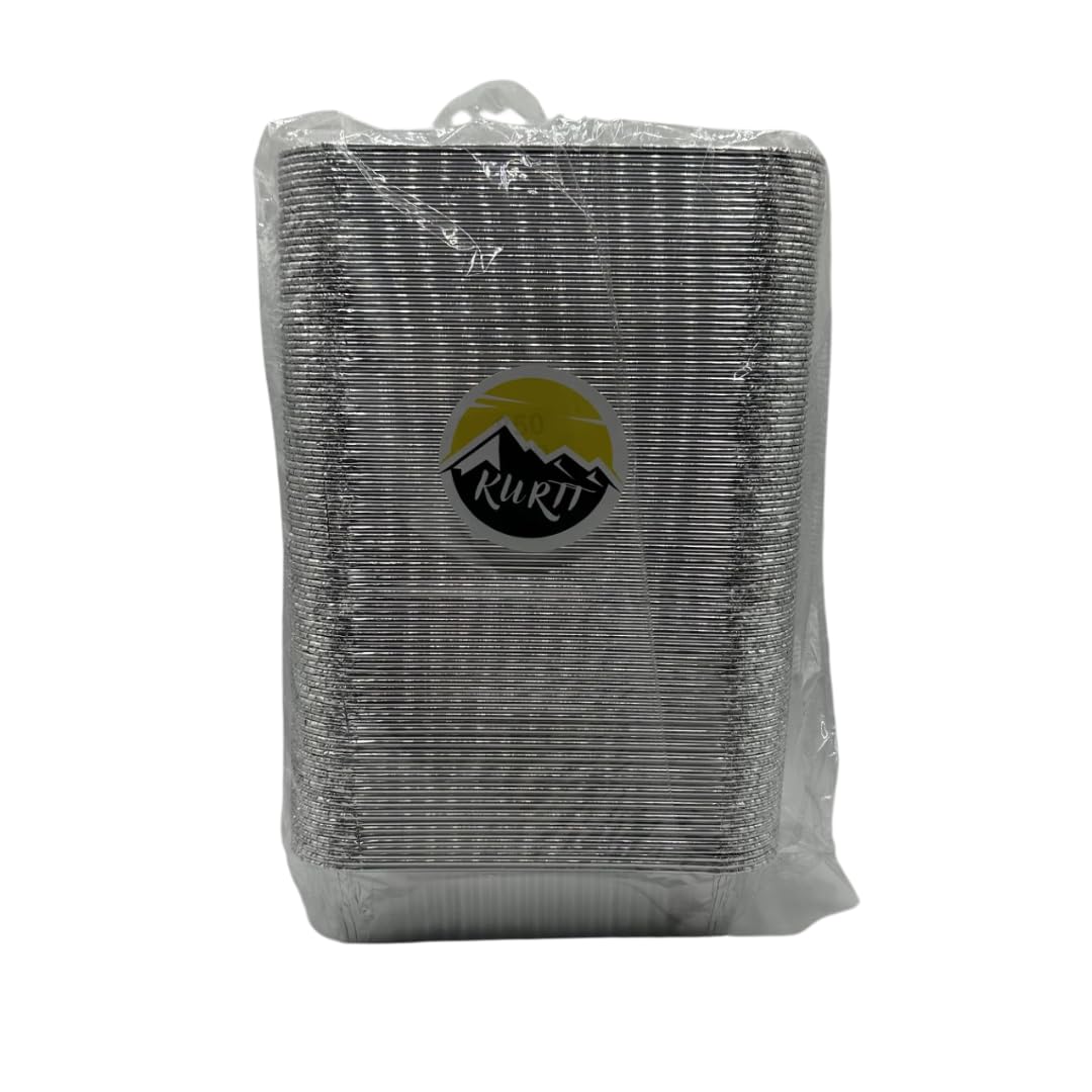 KURTT - Bandeja de aluminio - Bandeja rectangular de aluminio 850cc, 203x138x45 mm 100 piezas - fuente para hornear - Cazuelas - Desechables - Bandeja Alu