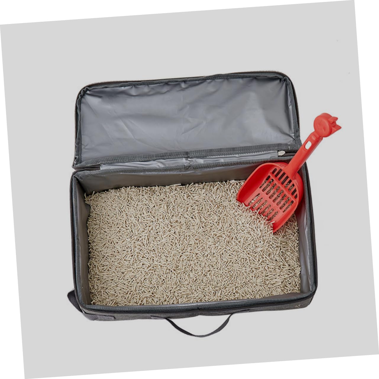 HEMOTON 3 Pièces Bac à Litière Portable Pour Chat Pliant Bac à Litière Pour Chat Avec Capuche Litière De Chats Voyage Boîtes à Litière Pour Chats Plateau Pliable Gris Clair Tissu Oxford