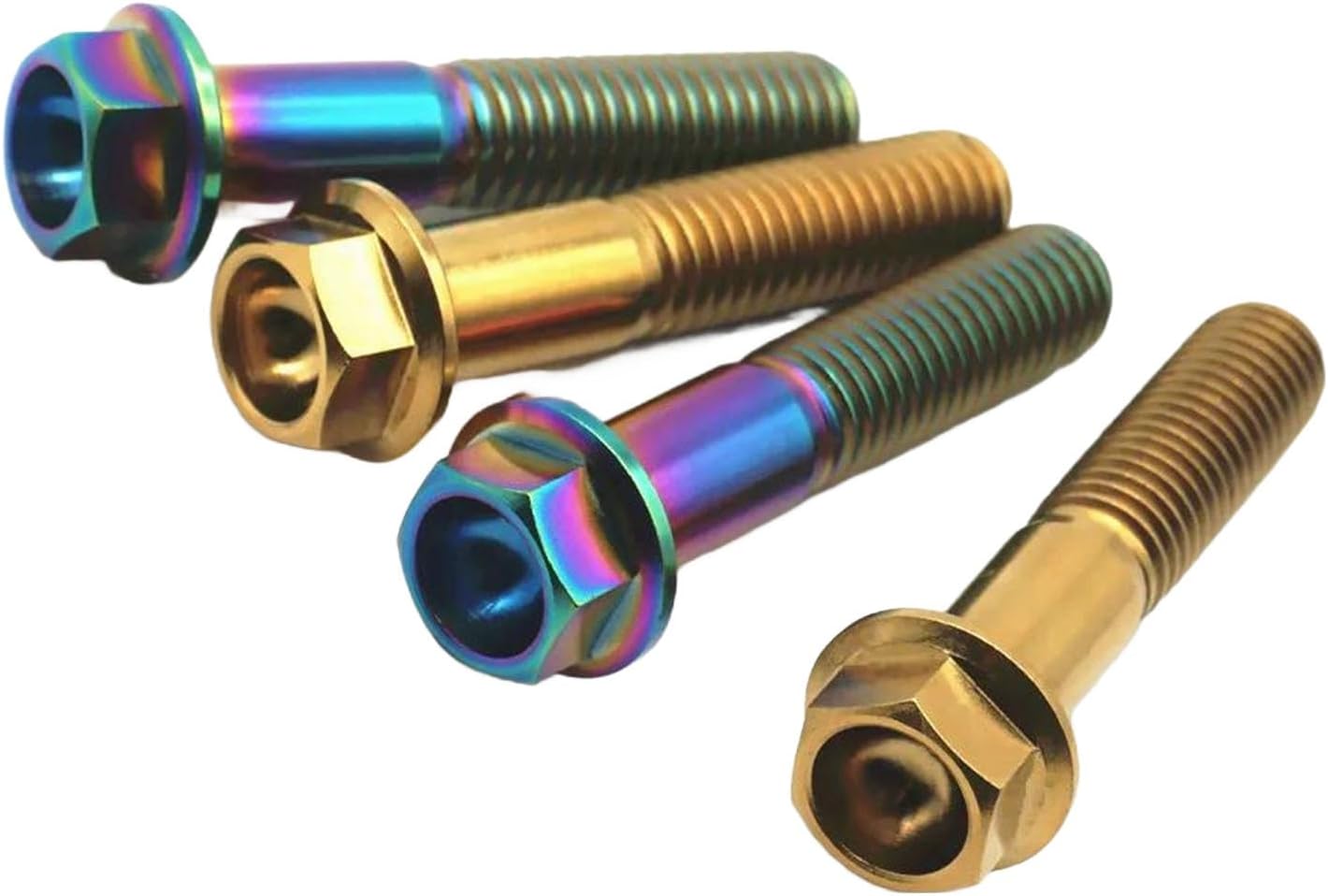 M8 Titanium Bolts M8x15 M8x20 M8x25 M8x30 M8x35 M8x40 M8 Motorcycle Ti Screw Outer Hexagon Flange Head Ti Fastener M8x30mm Gold Color#6pcs