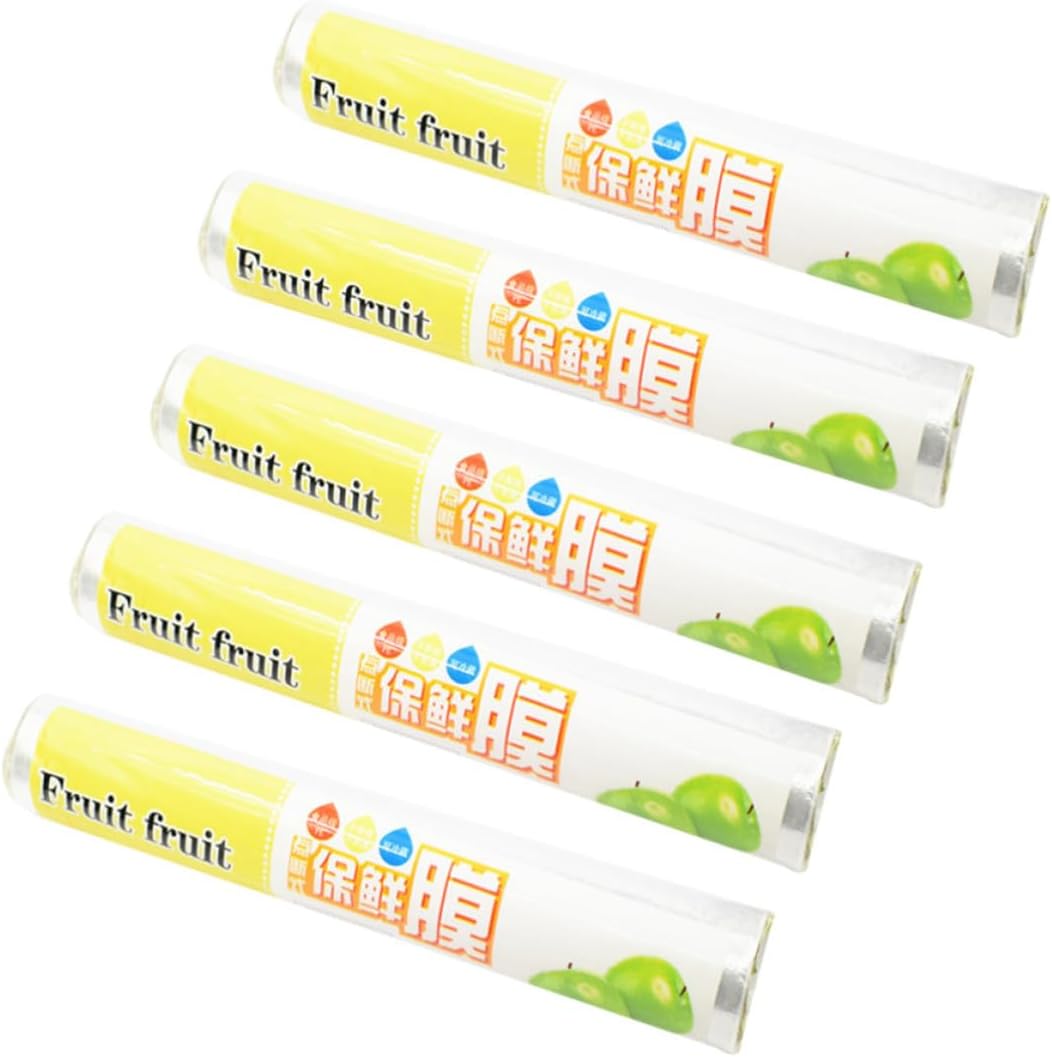 5 Rolls Pe Food Cling Wrap Disposable Plastic Film for Kitchen and Cafeterias Easy to Cut and Keeps Food Fresher for Fruit