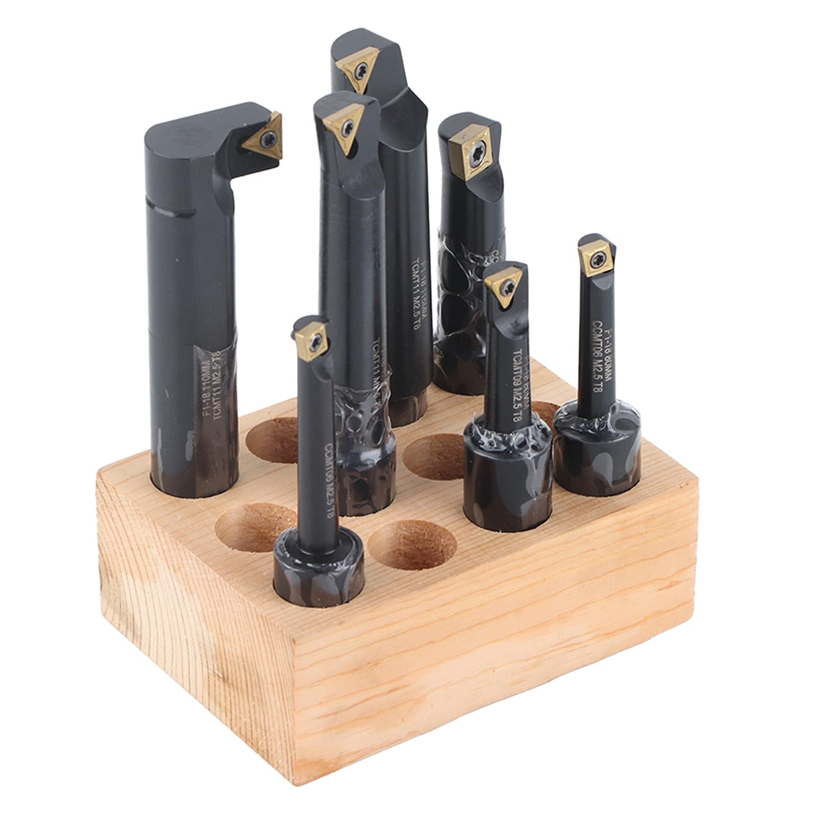 Marhynchus Ensemble d'outils d'alésage en Carbure cémenté 7 Pièces, Support de Barre Tournante Indexable à Tige Ronde, 18mm pour Tour et Aléseuse