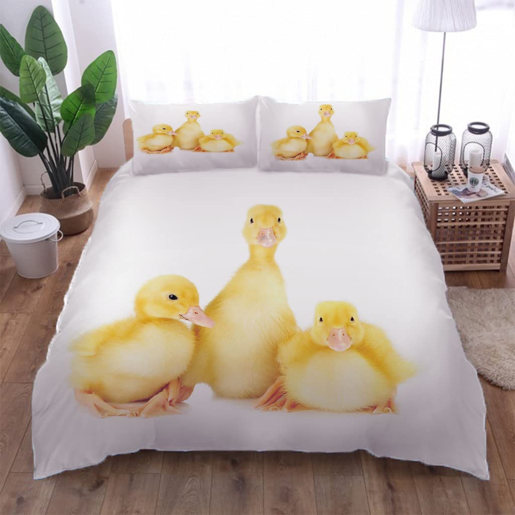 Parure de lit animal canard jaune pour chambre d'enfant et ado