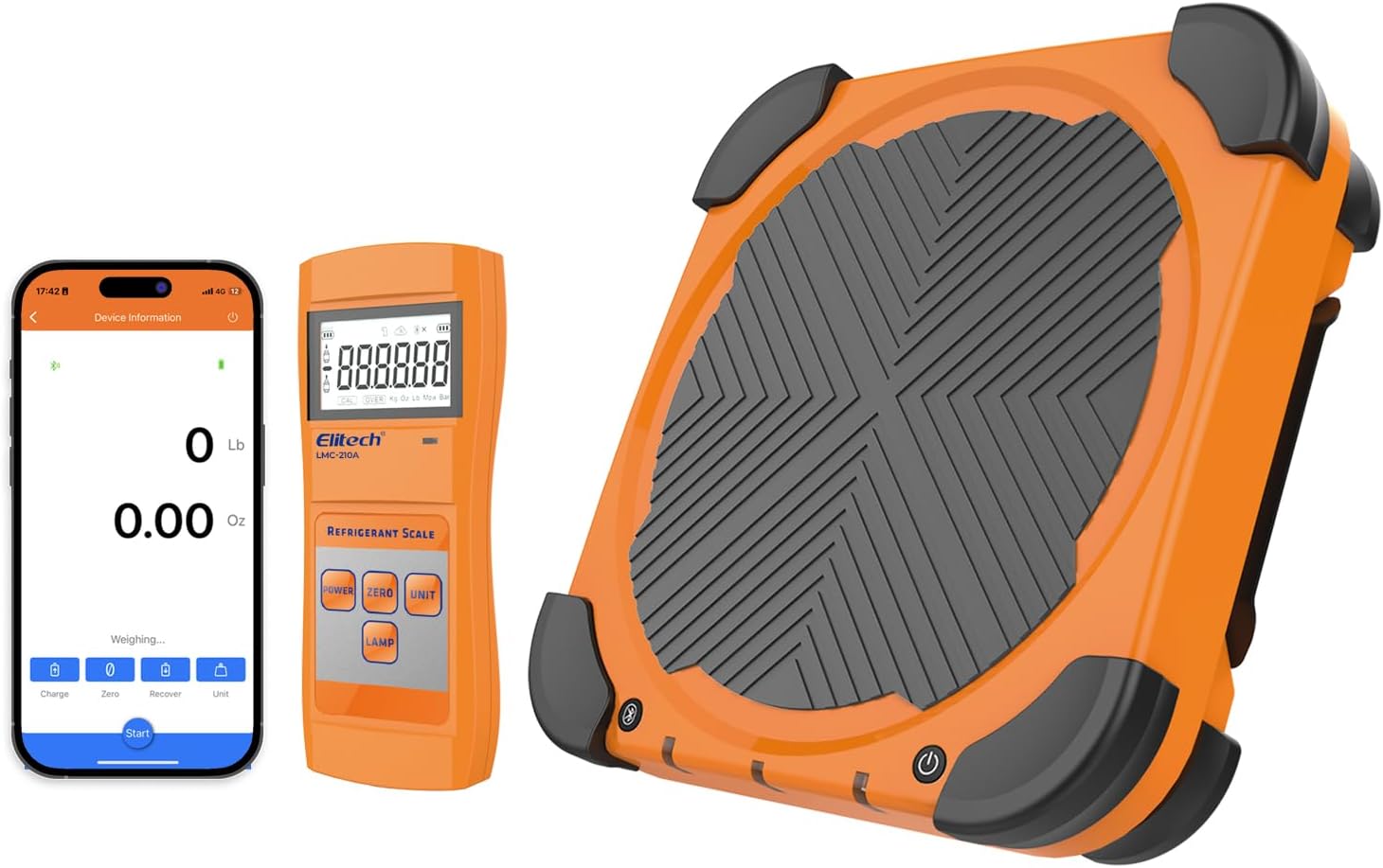 Elitech LMC-210A Refrigerant Charging Scale 330lbs HVAC Freon Scale with APP Wireless Remote Control
