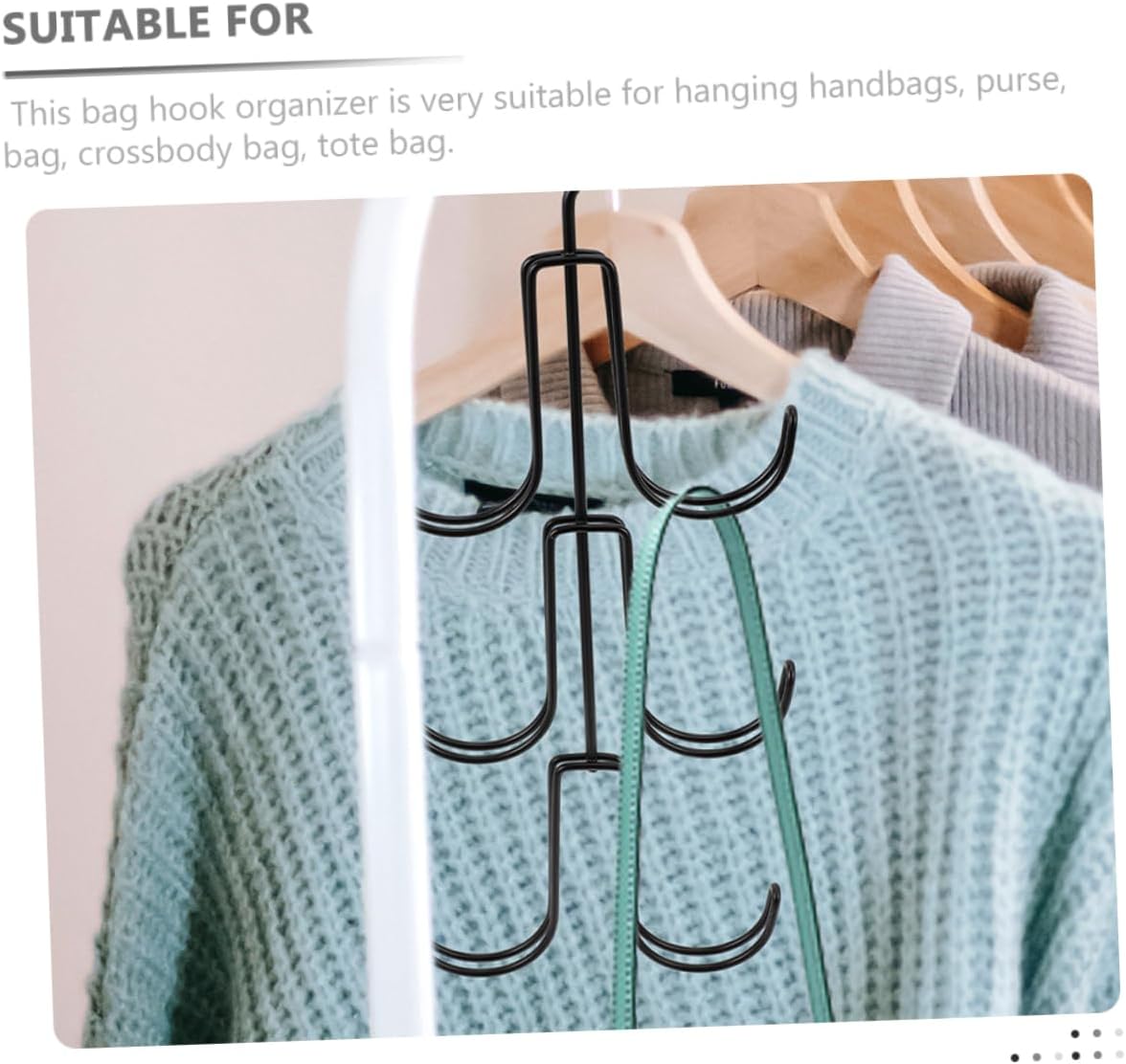Space-Saving Purse Organizer 2 Pcs Handbag Hanger Rack Bag Storage Holder Closet Hanger Metal Hooks Fashion