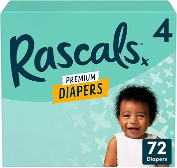 Rascals Premium Diaper Size 4, 72 Count